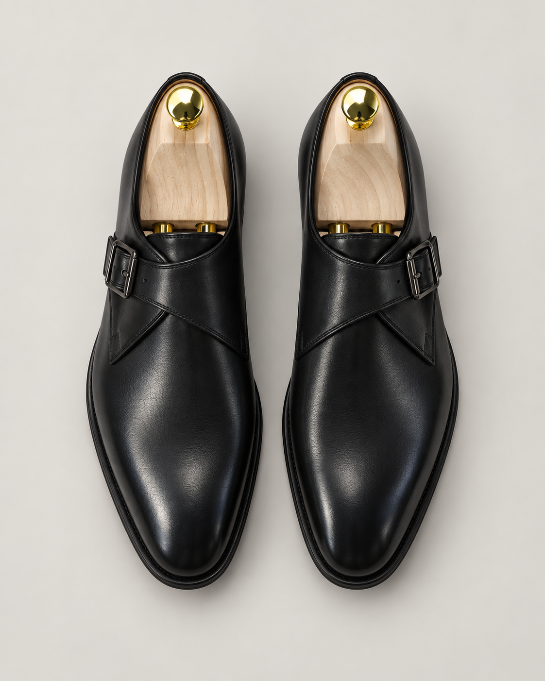 Schwarze Single-Monk-Strap-Schuhe aus Kalbsleder
