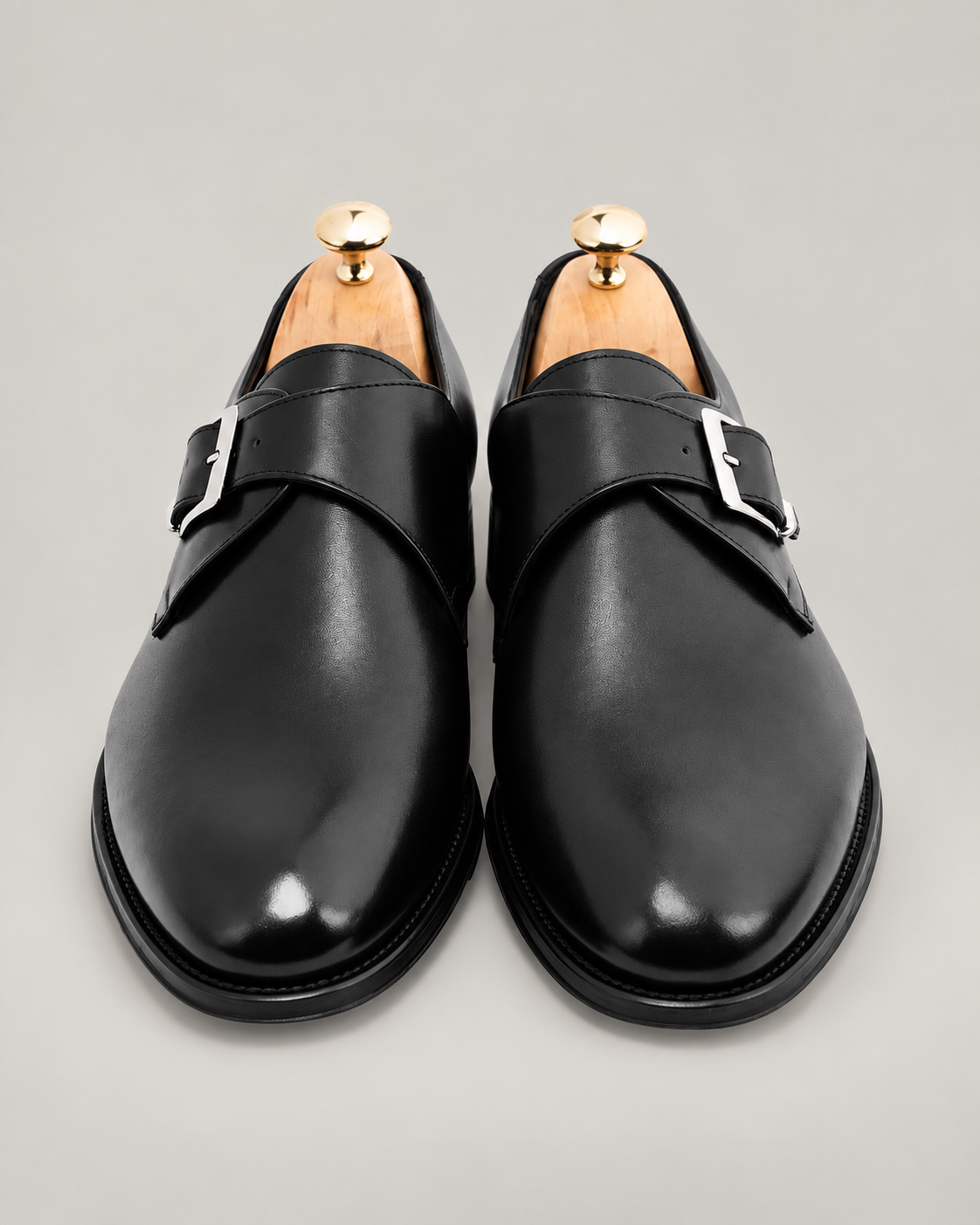 Schwarze Single-Monk-Strap-Schuhe aus Kalbsleder