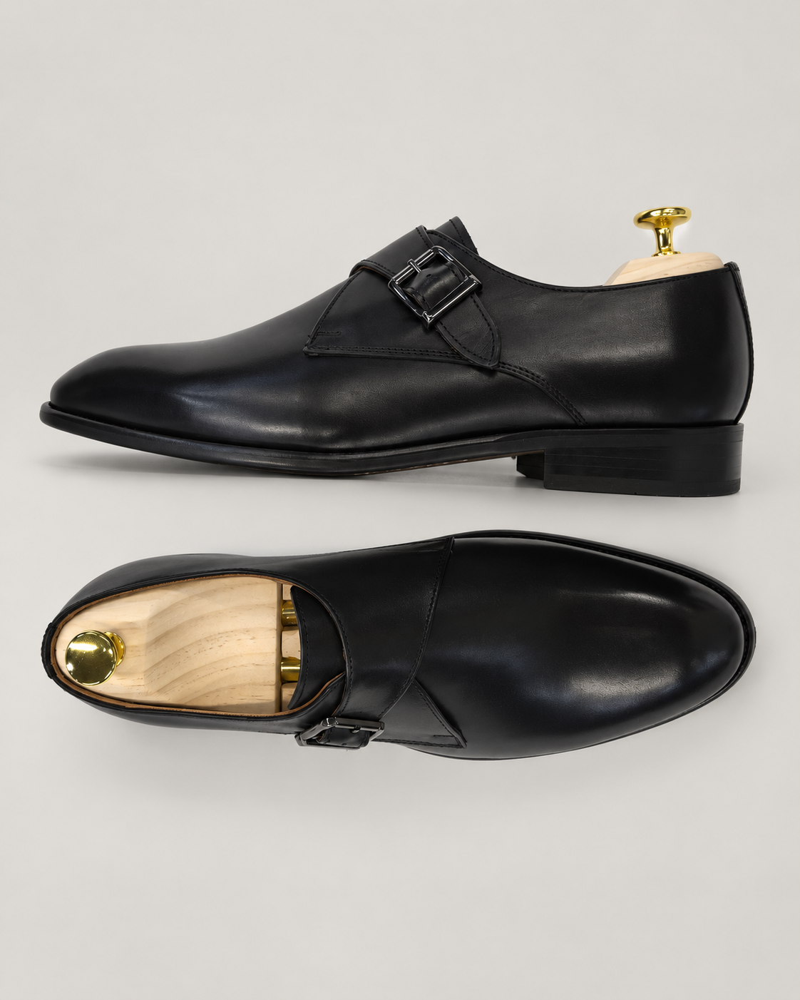 Schwarze Single-Monk-Strap-Schuhe aus Kalbsleder