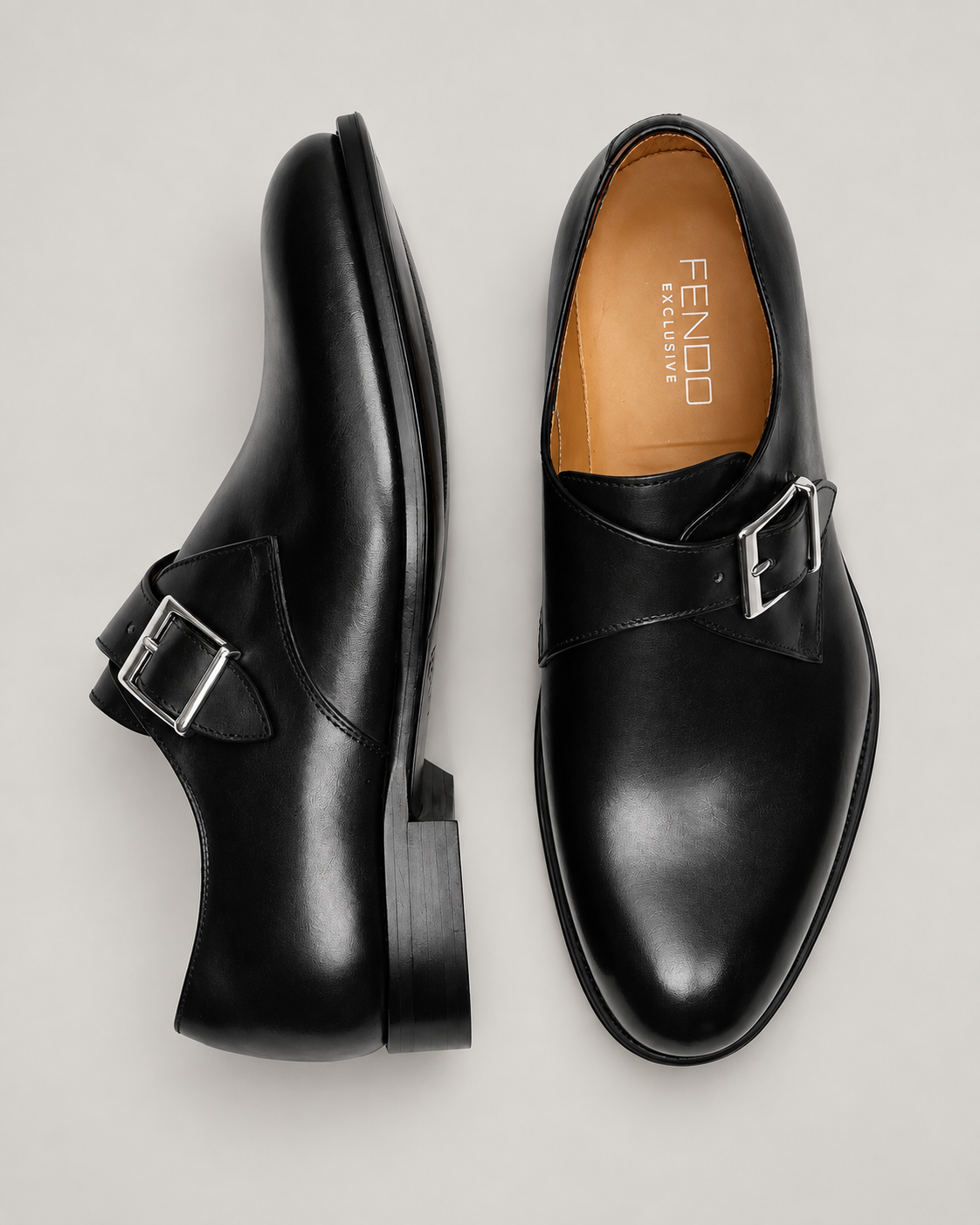 Schwarze Single-Monk-Strap-Schuhe aus Kalbsleder