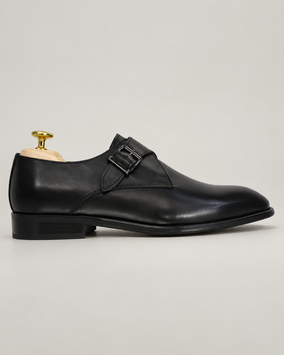 Schwarze Single-Monk-Strap-Schuhe aus Kalbsleder