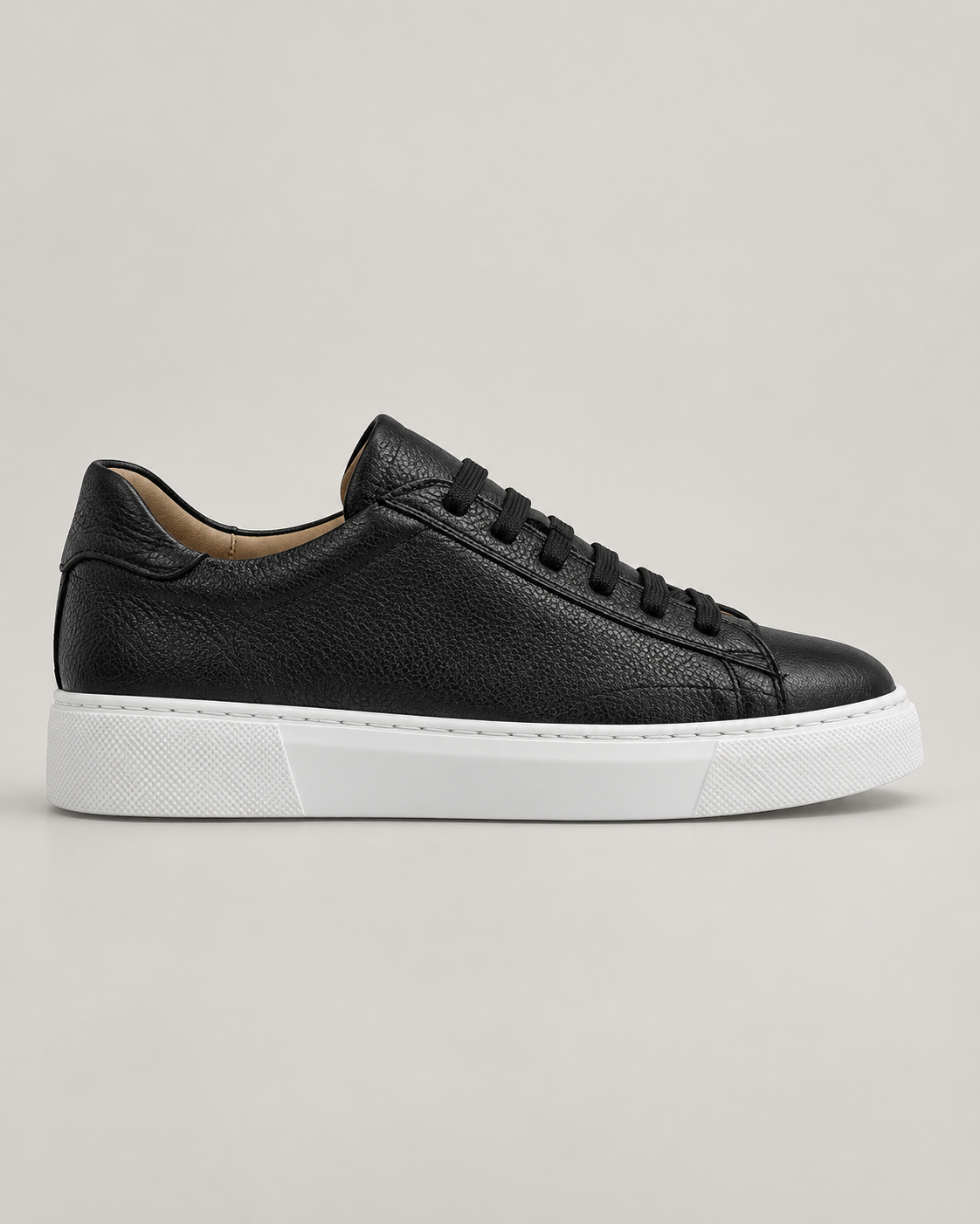 Black deer leather sneakers