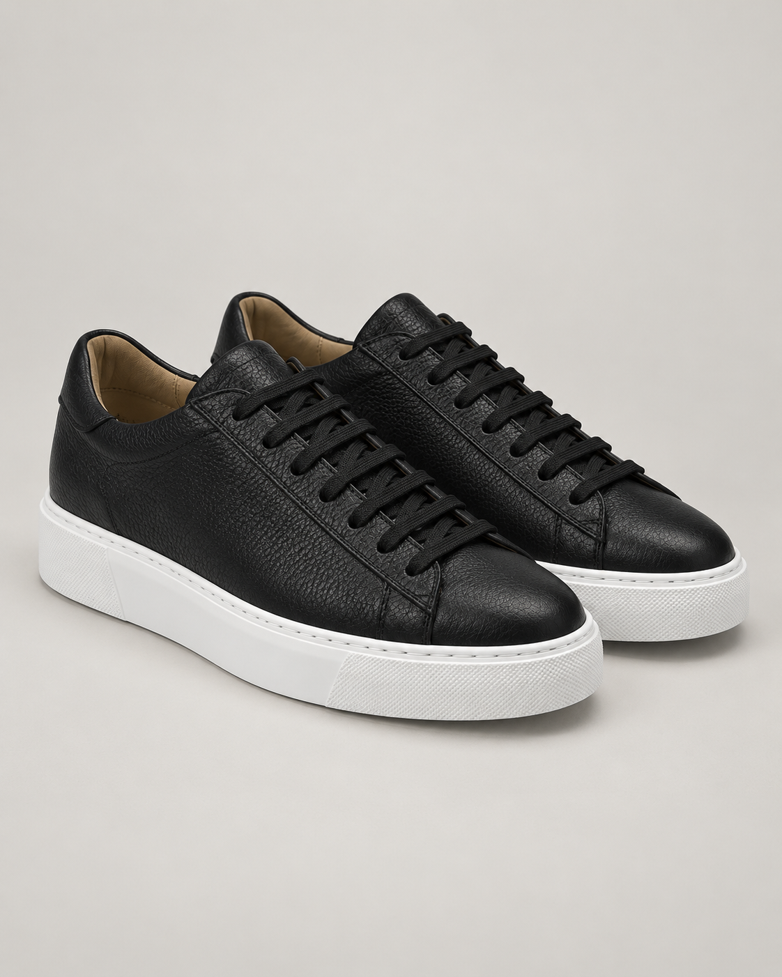 Black deer leather sneakers