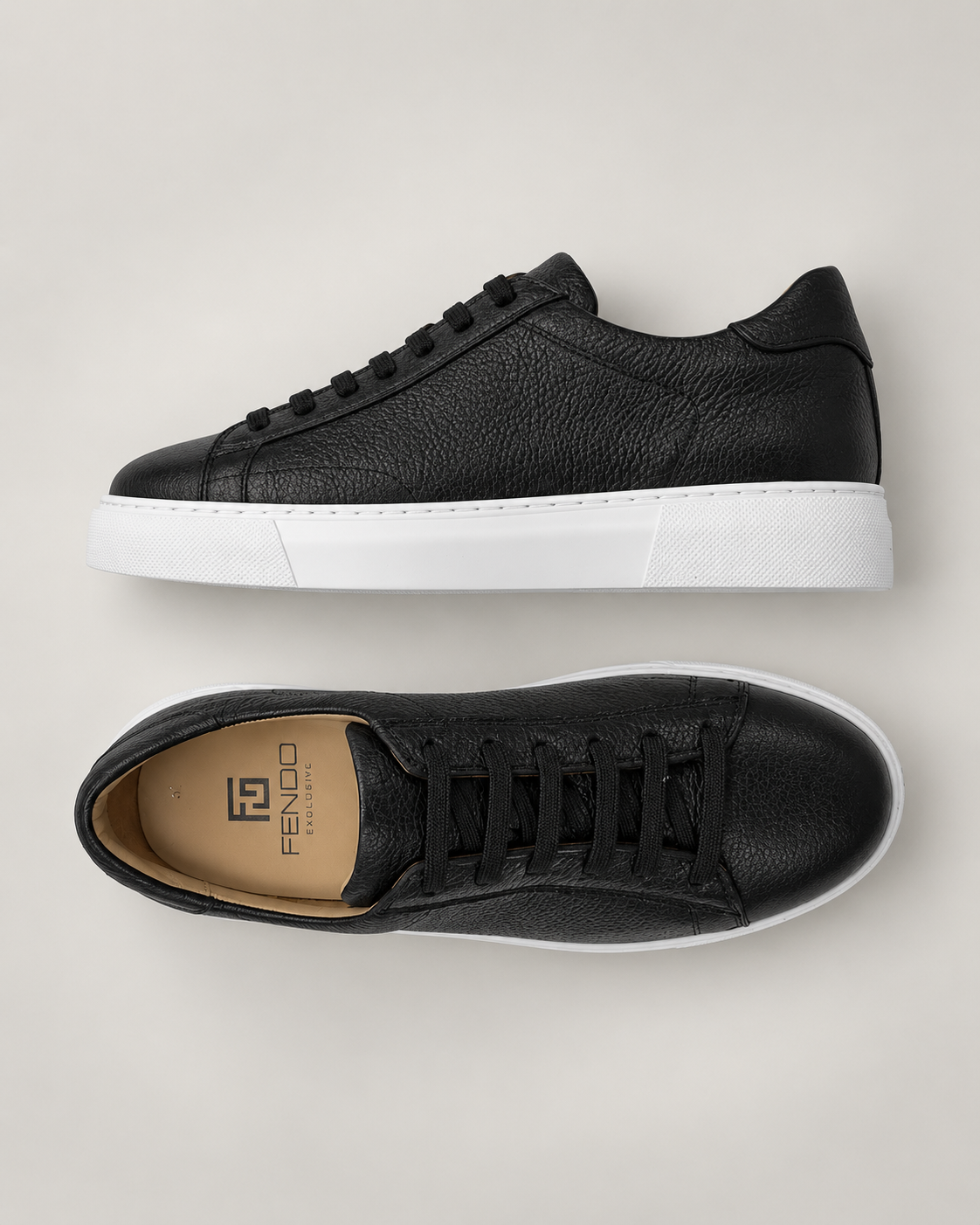 Black deer leather sneakers