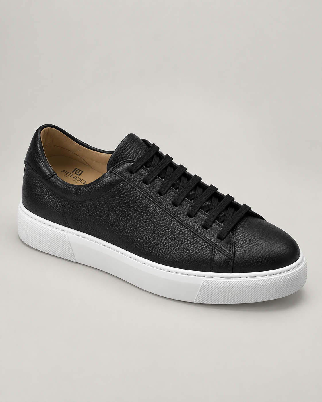 Black deer leather sneakers