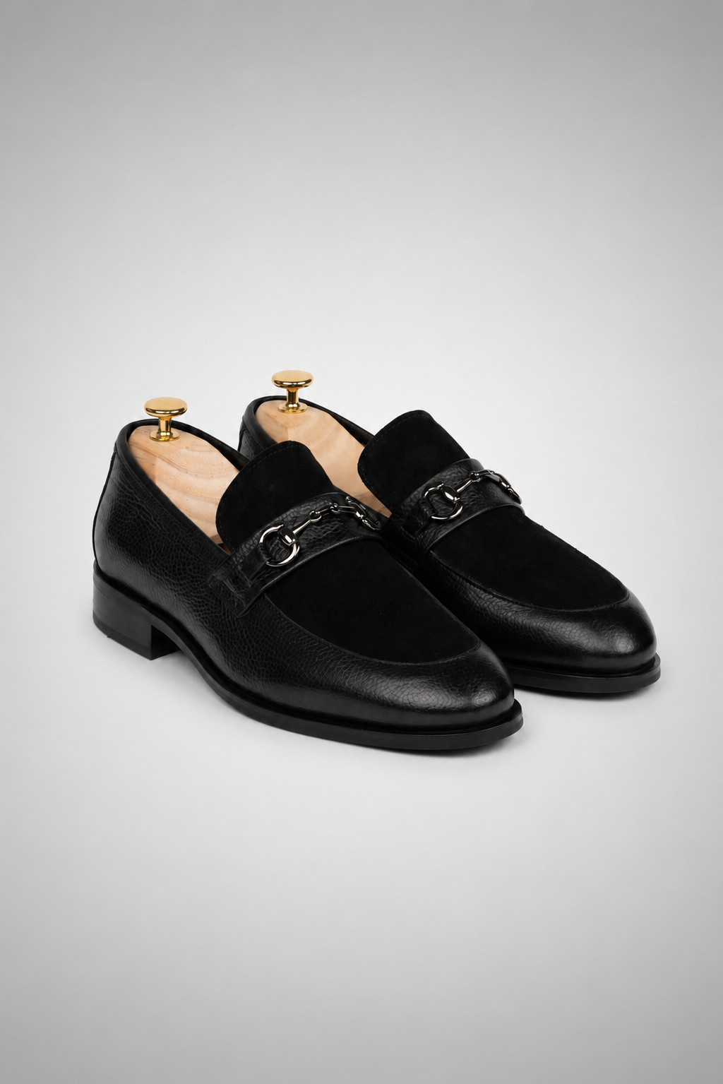 Schwarze Horsebit-Loafer Schuhe aus Kalbsleder