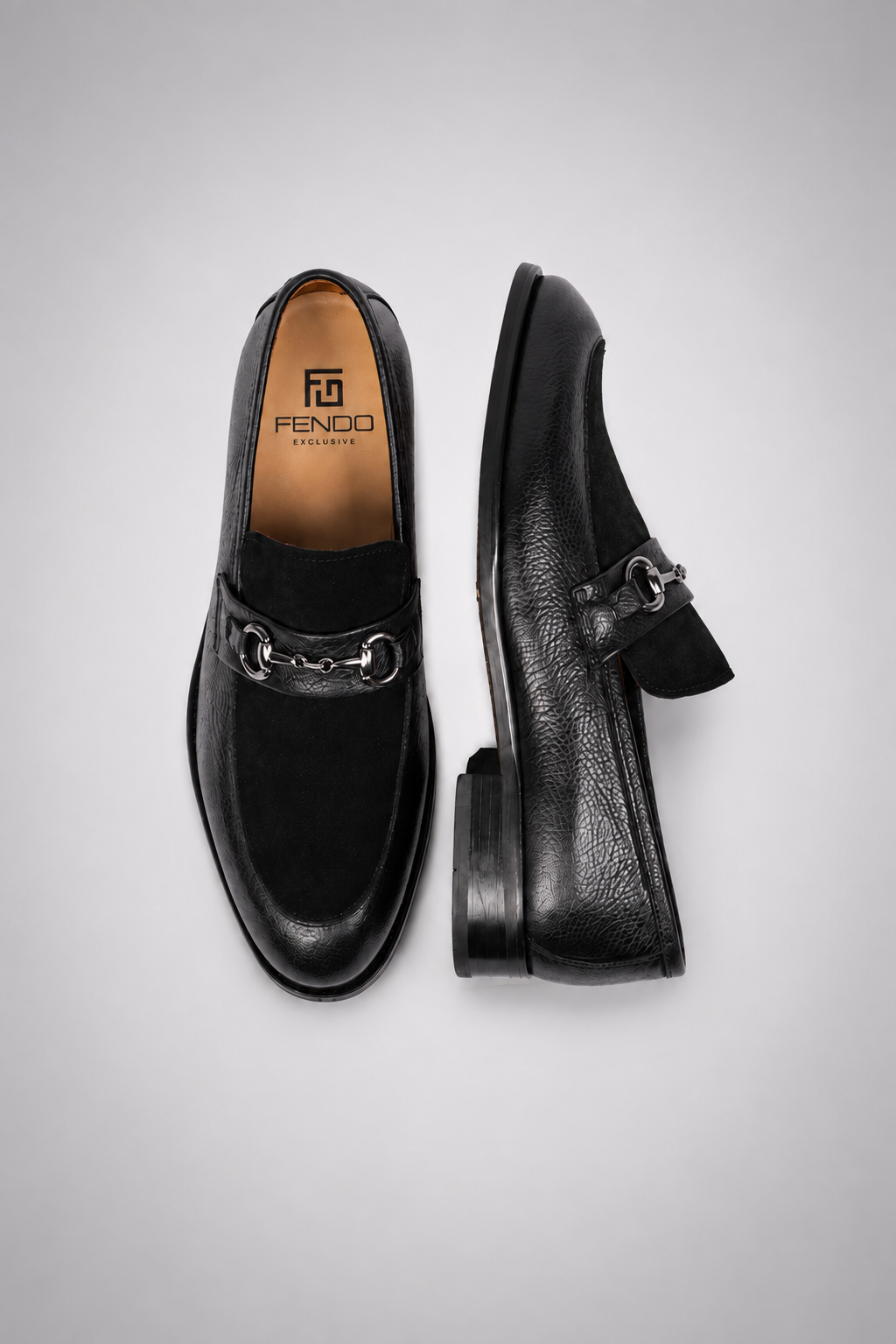 Schwarze Horsebit-Loafer Schuhe aus Kalbsleder