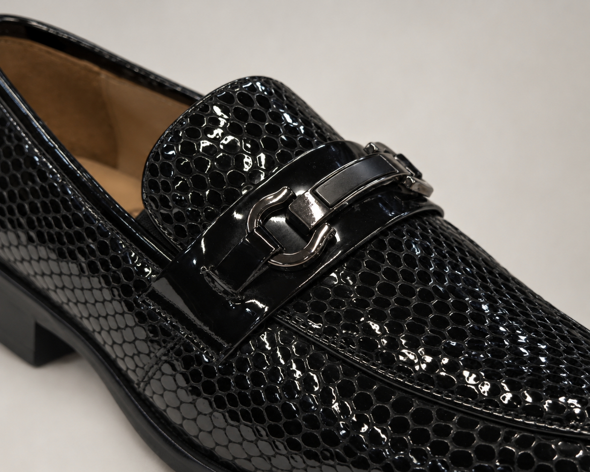 Black calf leather Horsebit loafers