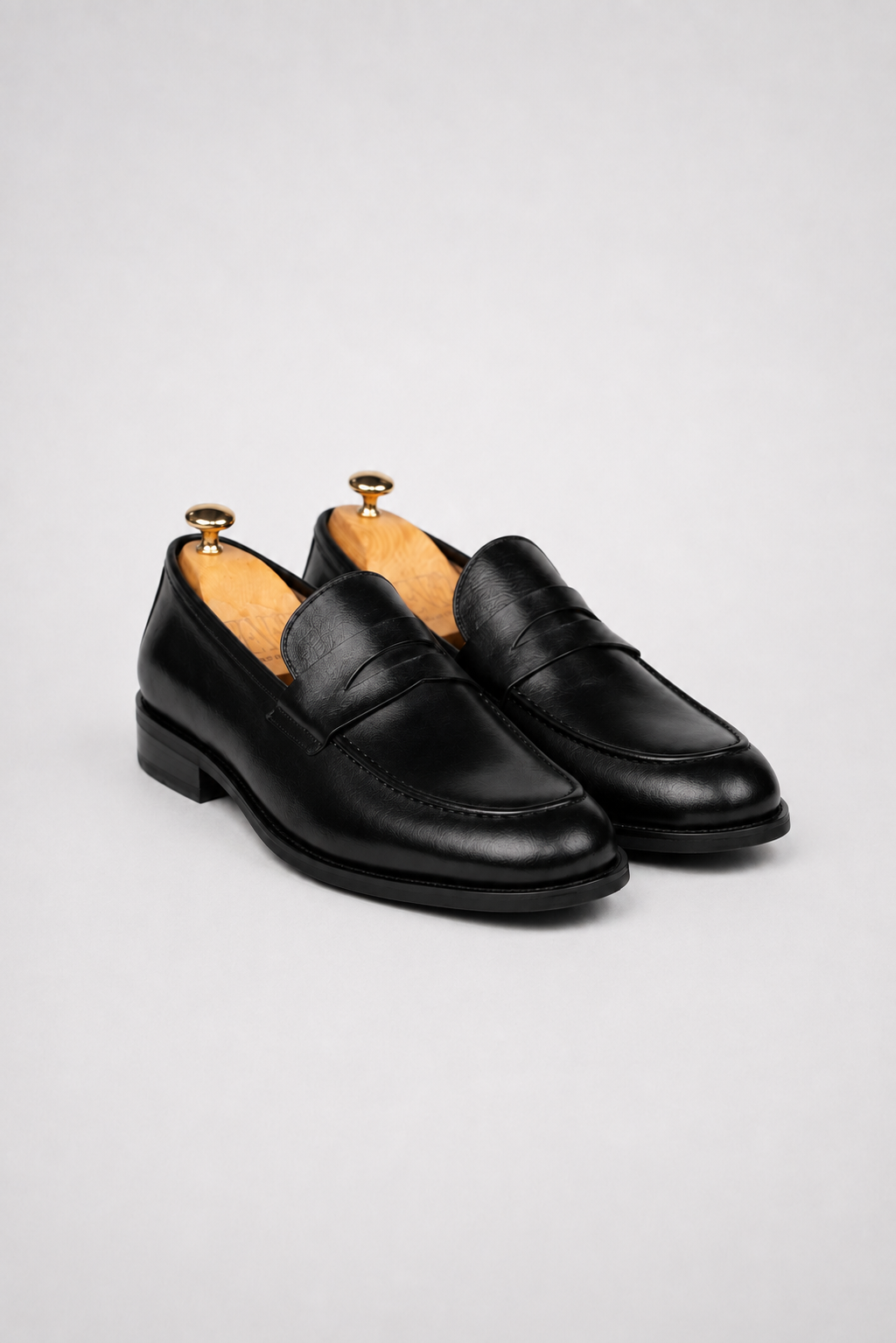 Black calfskin penny loafers