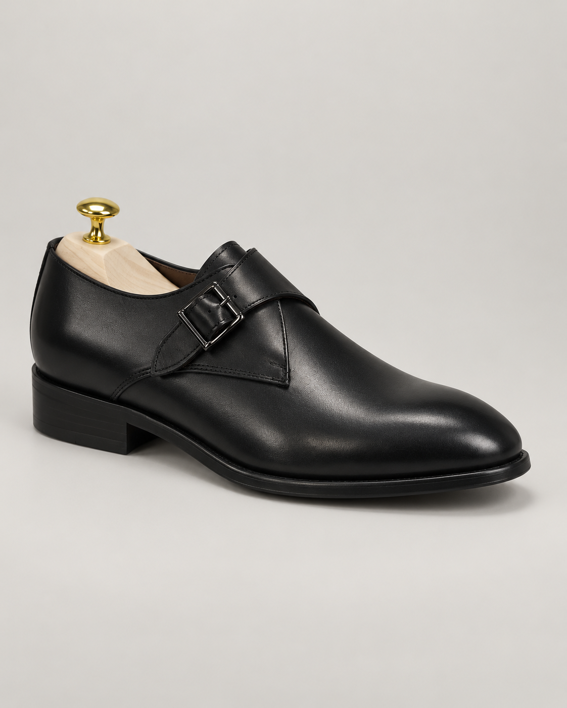 Schwarze Single-Monk-Strap-Schuhe aus Kalbsleder