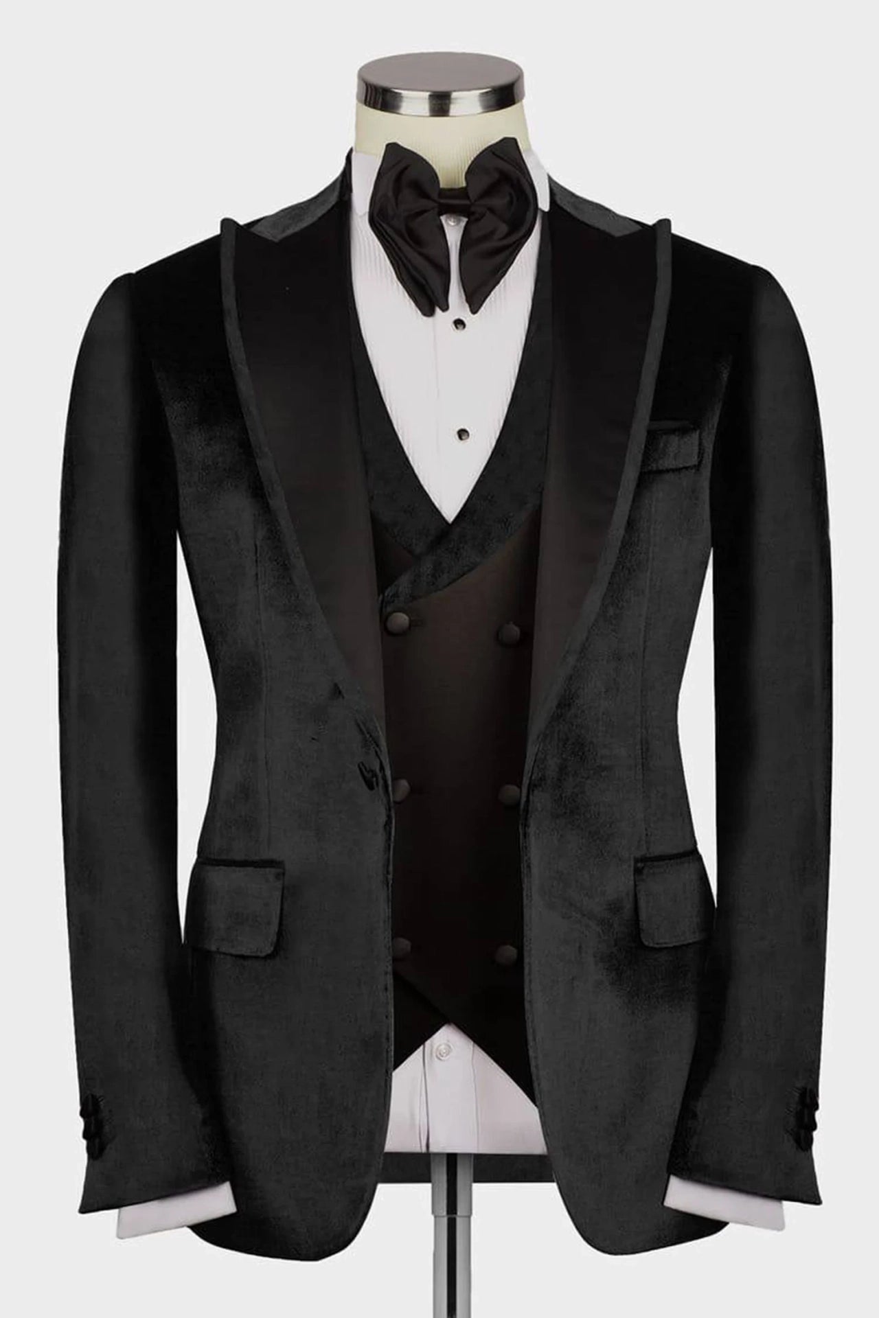 Schwarzer Samt Smoking – Herren Slim Fit