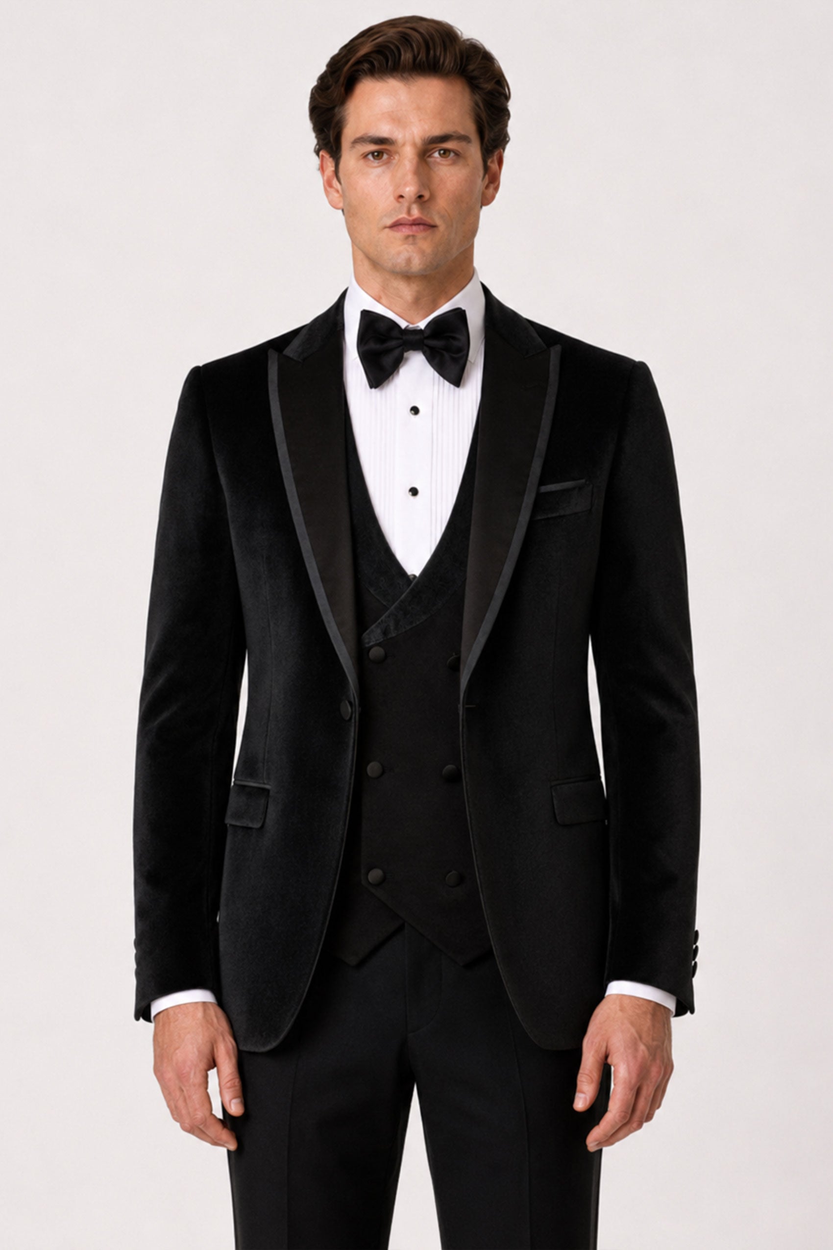 Schwarzer Samt Smoking – Herren Slim Fit