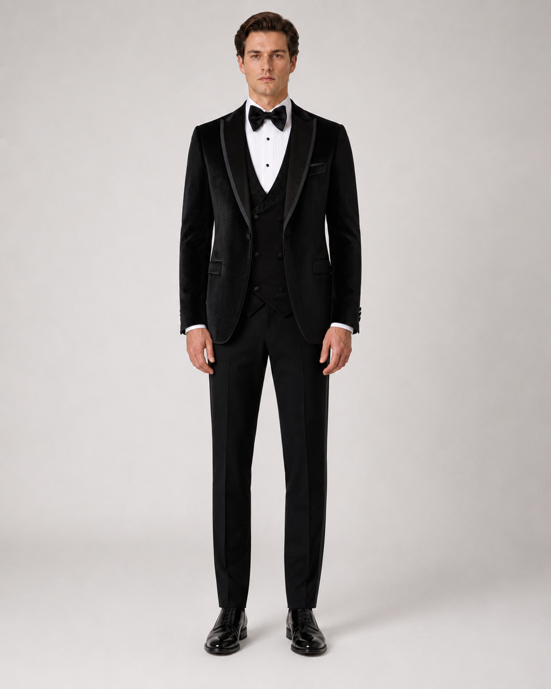 Schwarzer Samt Smoking – Herren Slim Fit