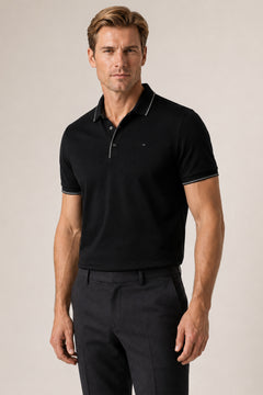 Schwarzes Baumwolle-Poloshirt