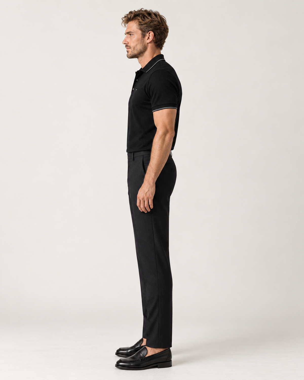 Schwarzes Baumwolle-Poloshirt