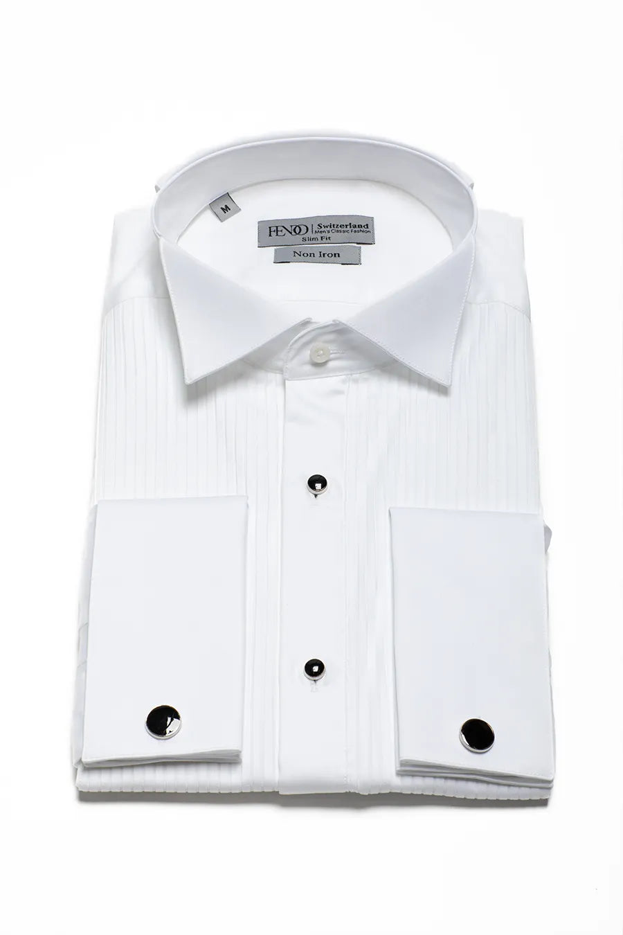 Weißes Slim Fit Plissee-Smoking-Hemd