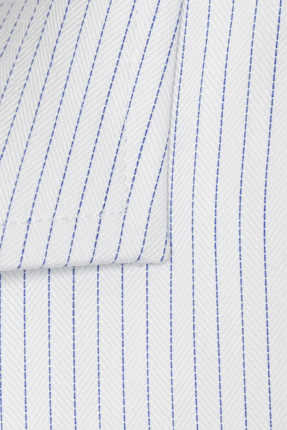 Weißes Slim Fit Baumwollhemd mit hellblauen Streifen