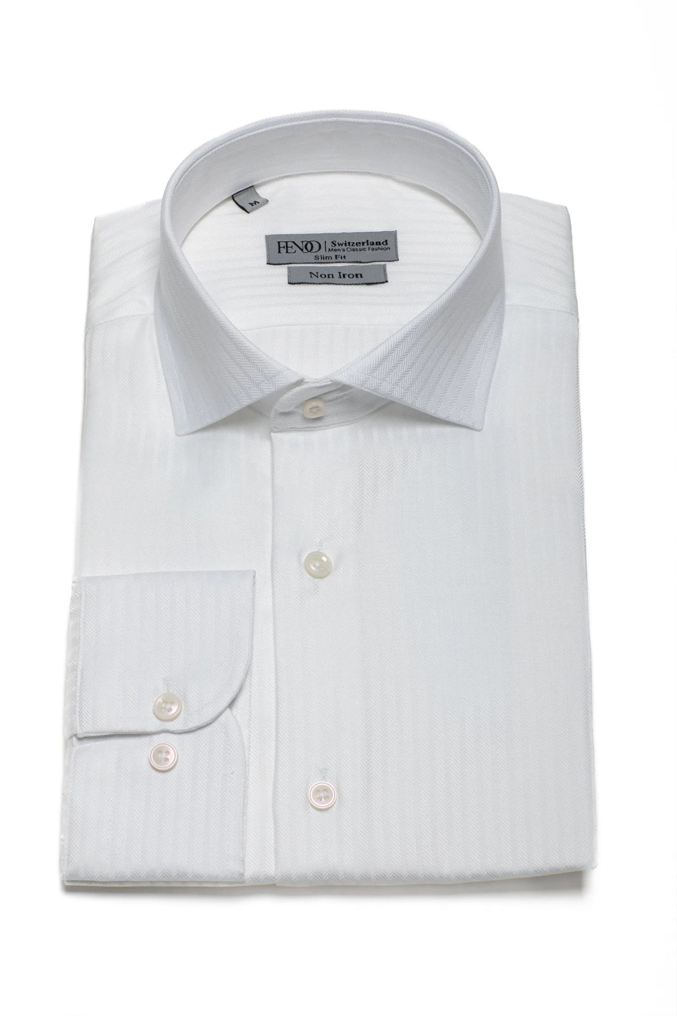 Weißes gestreiftes Slim Fit Baumwollhemd