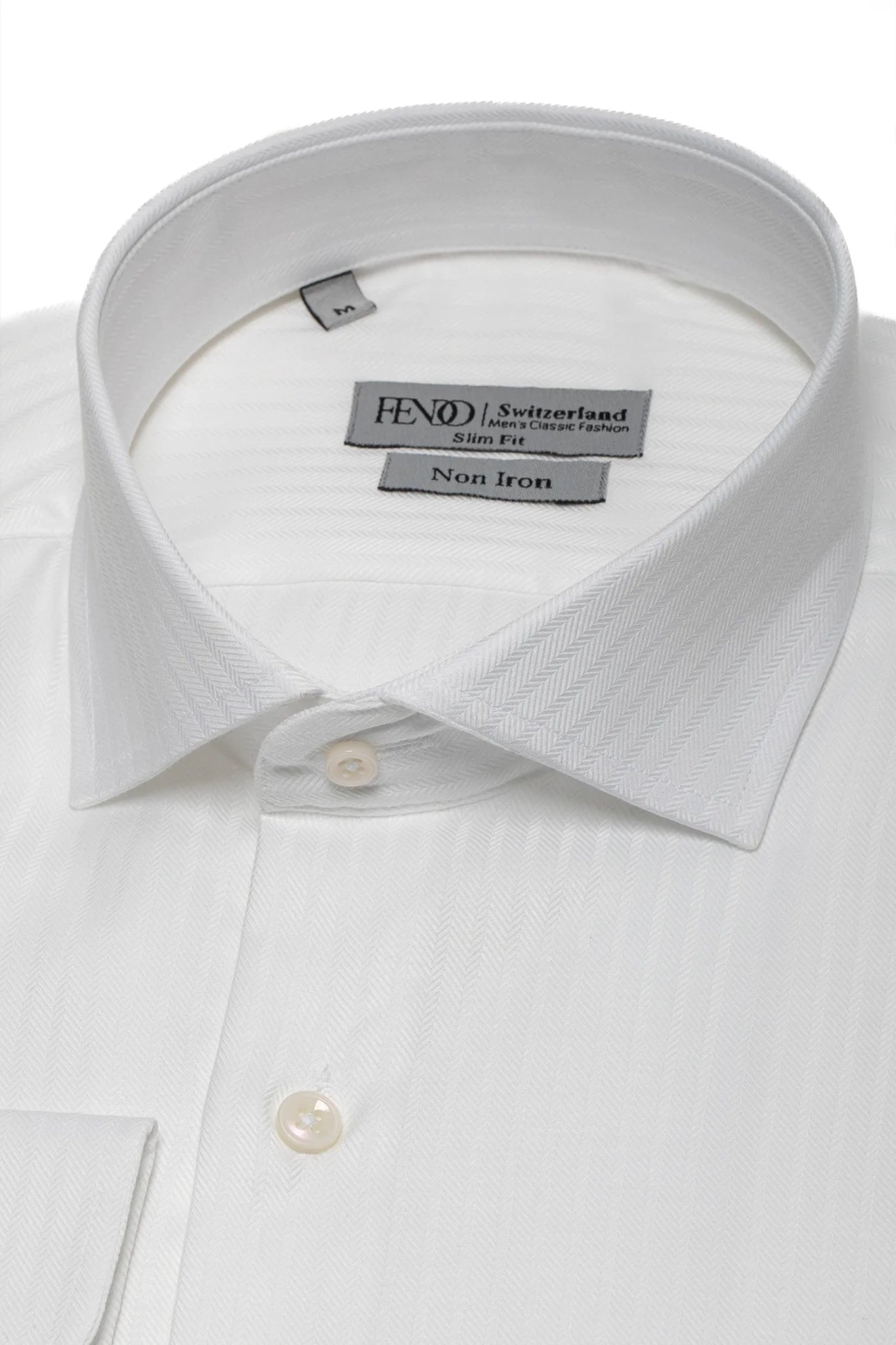 Weißes gestreiftes Slim Fit Baumwollhemd
