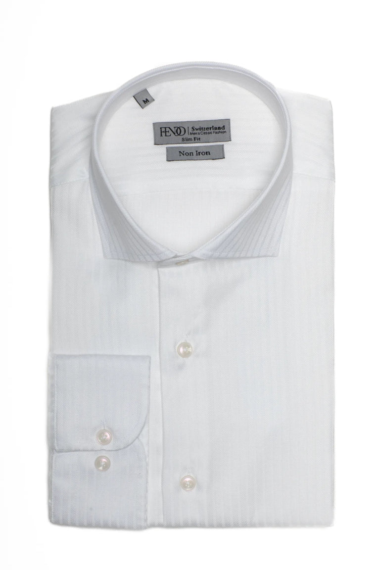 White striped slim fit cotton shirt