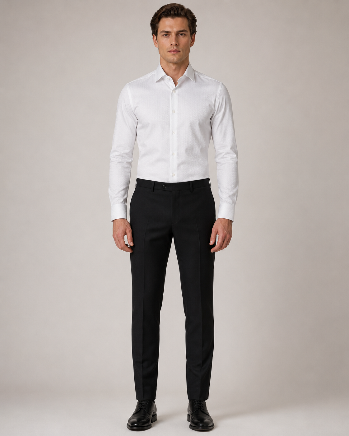 White striped slim fit cotton shirt