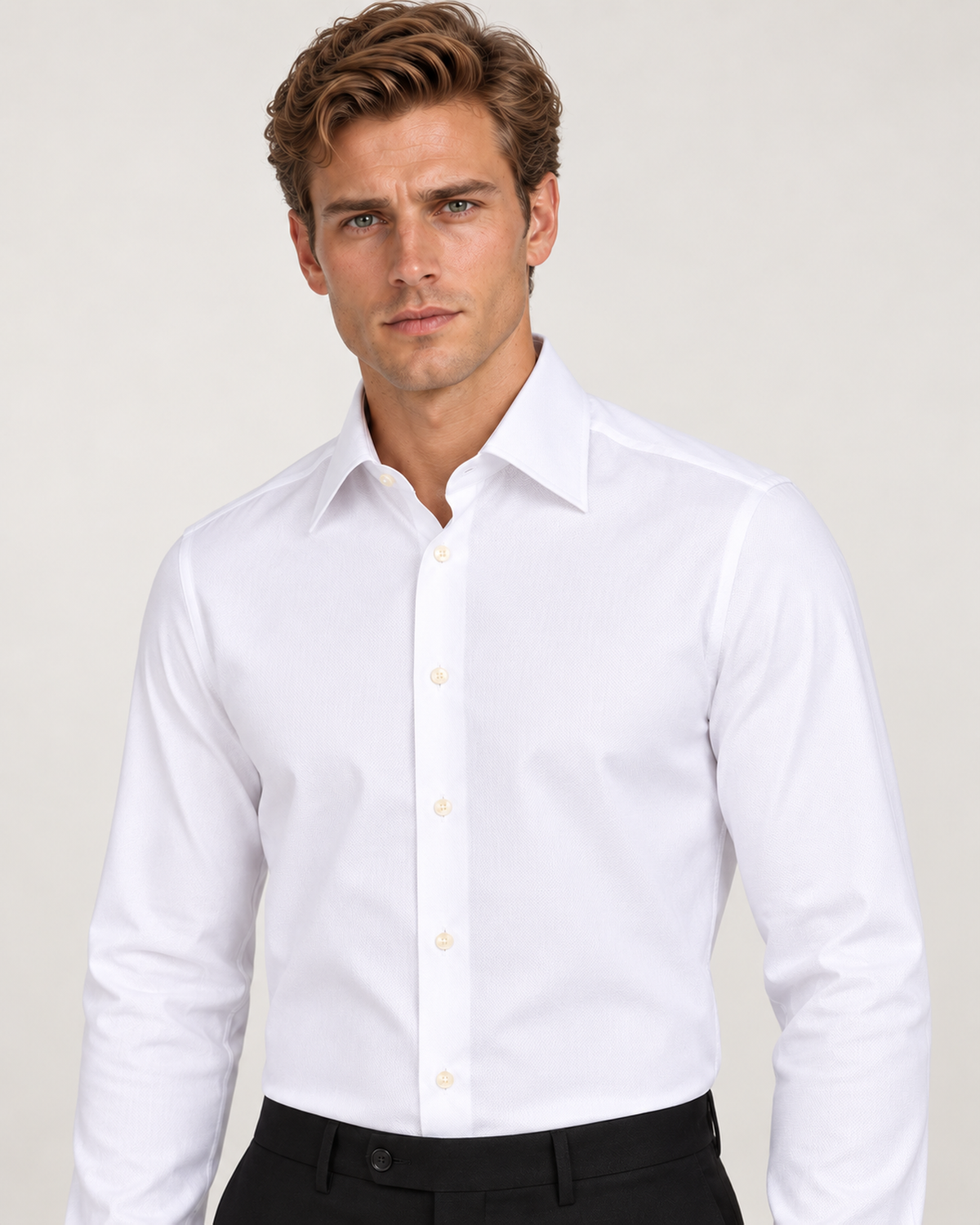 Weisses Baumwoll-Oxford- Non iron