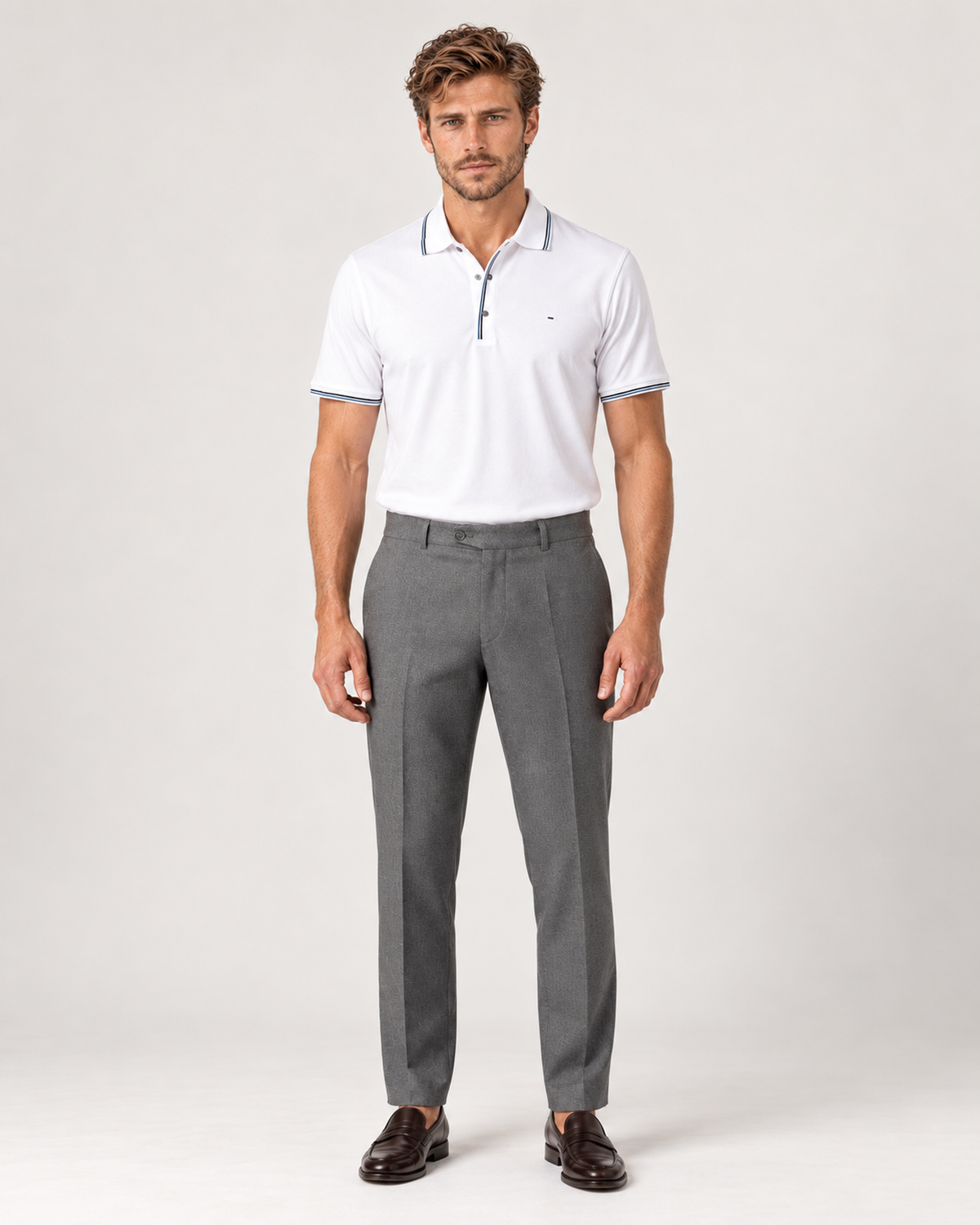 White cotton polo shirt