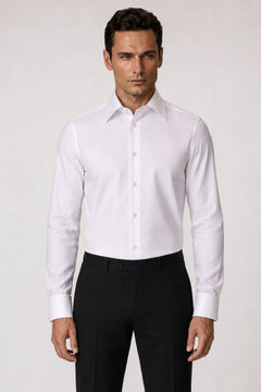 Weisses Baumwoll-Oxford- Non iron