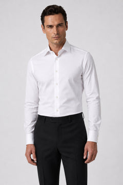 Weisses Baumwoll-Smokingshirt