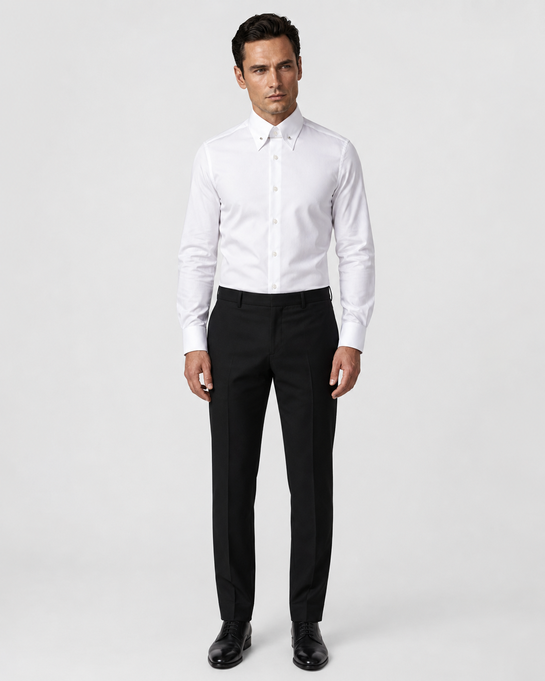 White cotton shirt with pin collar