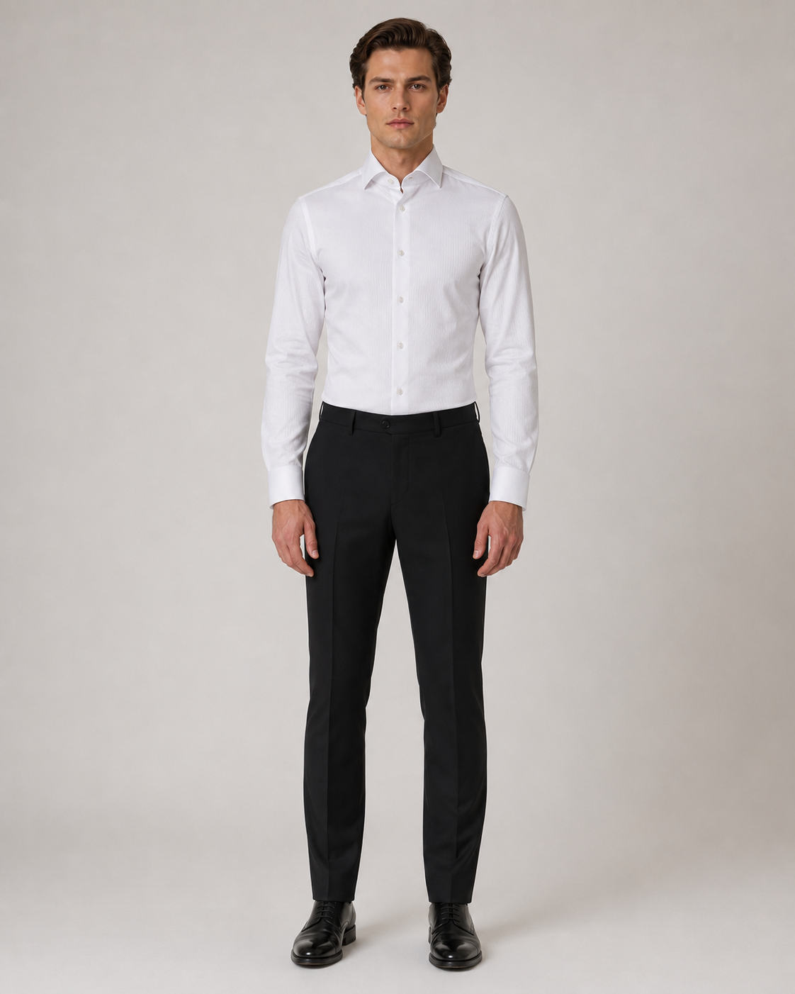 Weißes gestreiftes Slim Fit Baumwollhemd