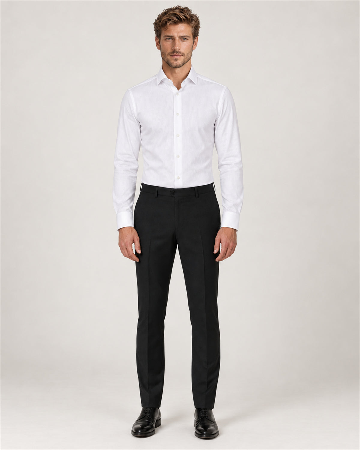 White striped slim fit cotton shirt