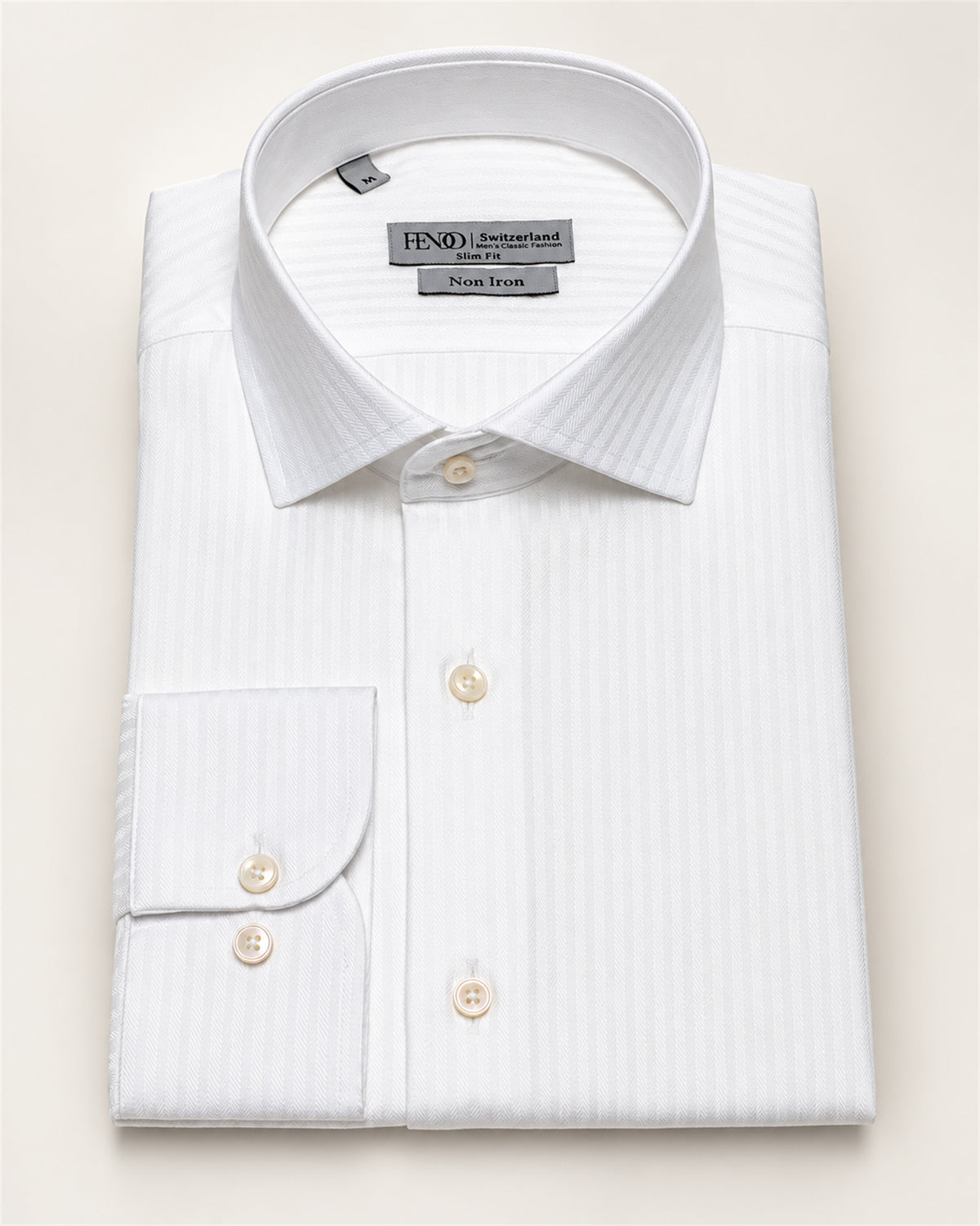 White striped slim fit cotton shirt
