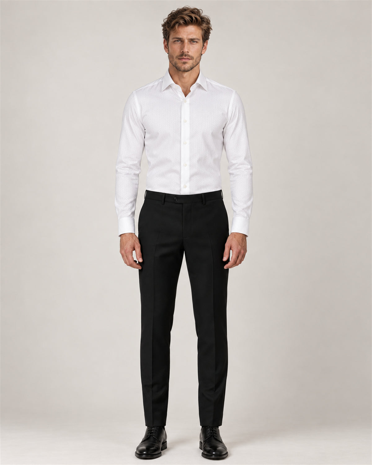 White striped slim fit cotton shirt