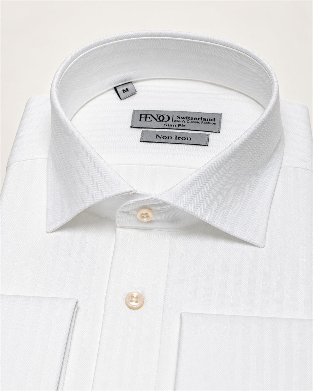 White striped slim fit cotton shirt