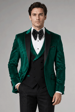 Smaragdgrüner Samt Smoking – Herren Slim Fit