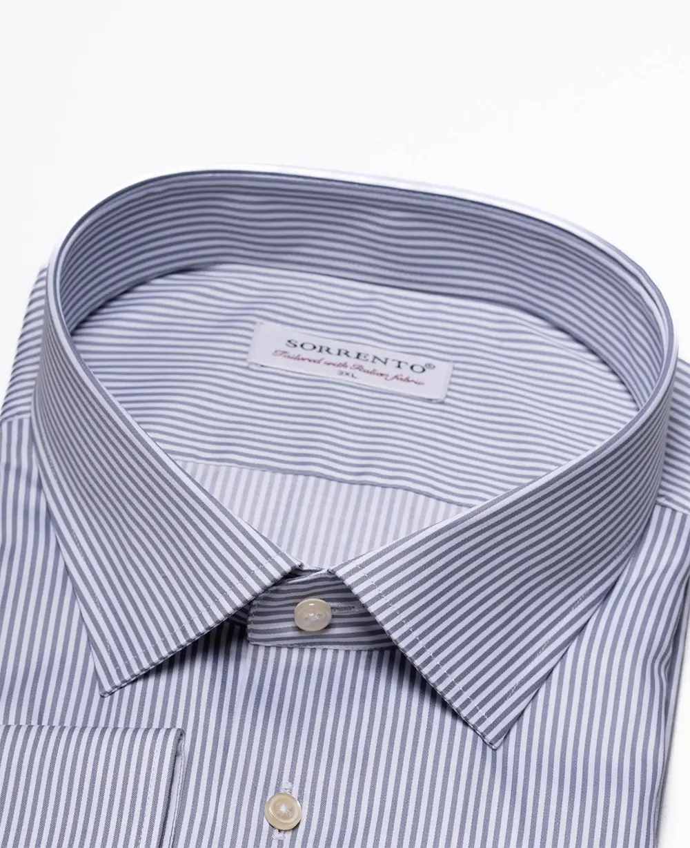 Grau gestreiftes Modern Fit Hemd