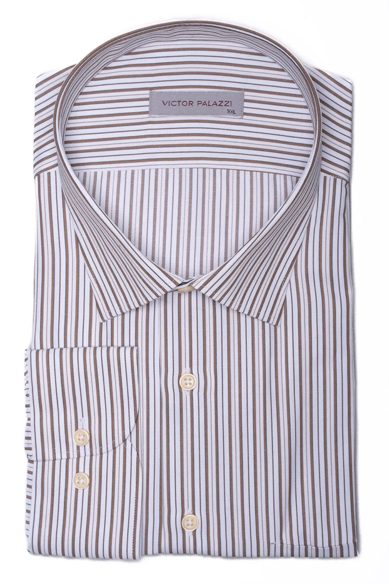 Brown striped modern fit shirt