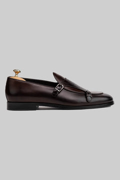 Brauner Double-Monk-Strap-Schuh aus Kalbsleder