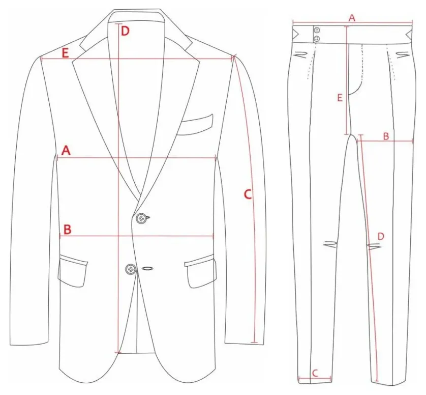 Single-breasted suit size guide