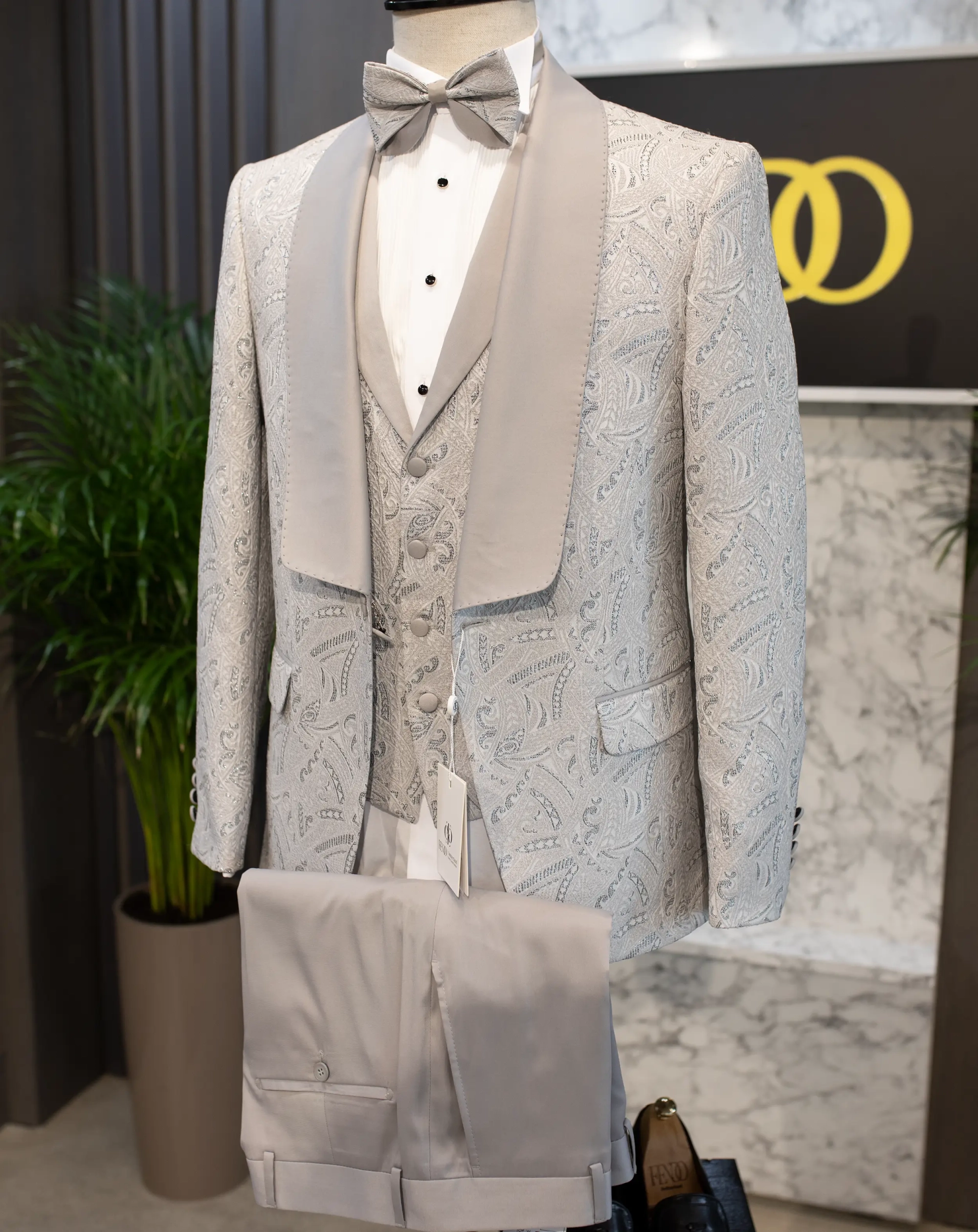 Plasencia gray tuxedo suit