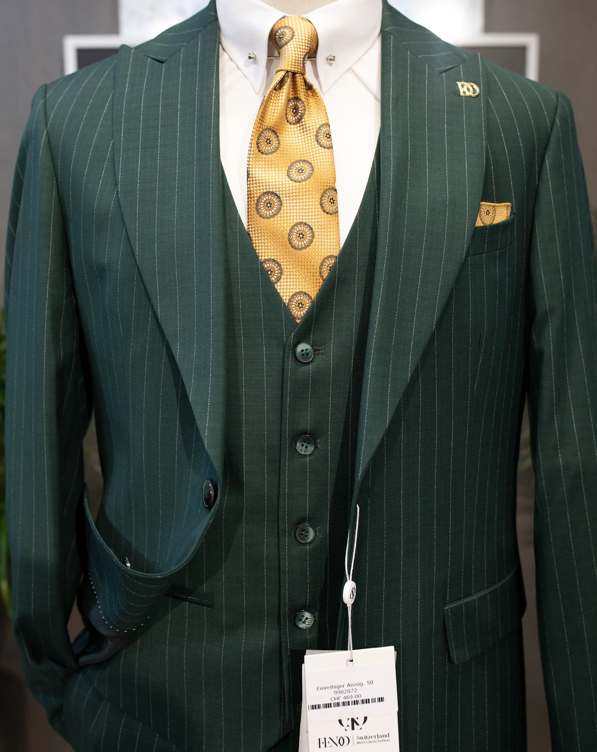 Zaragoza jade striped single breasted suit