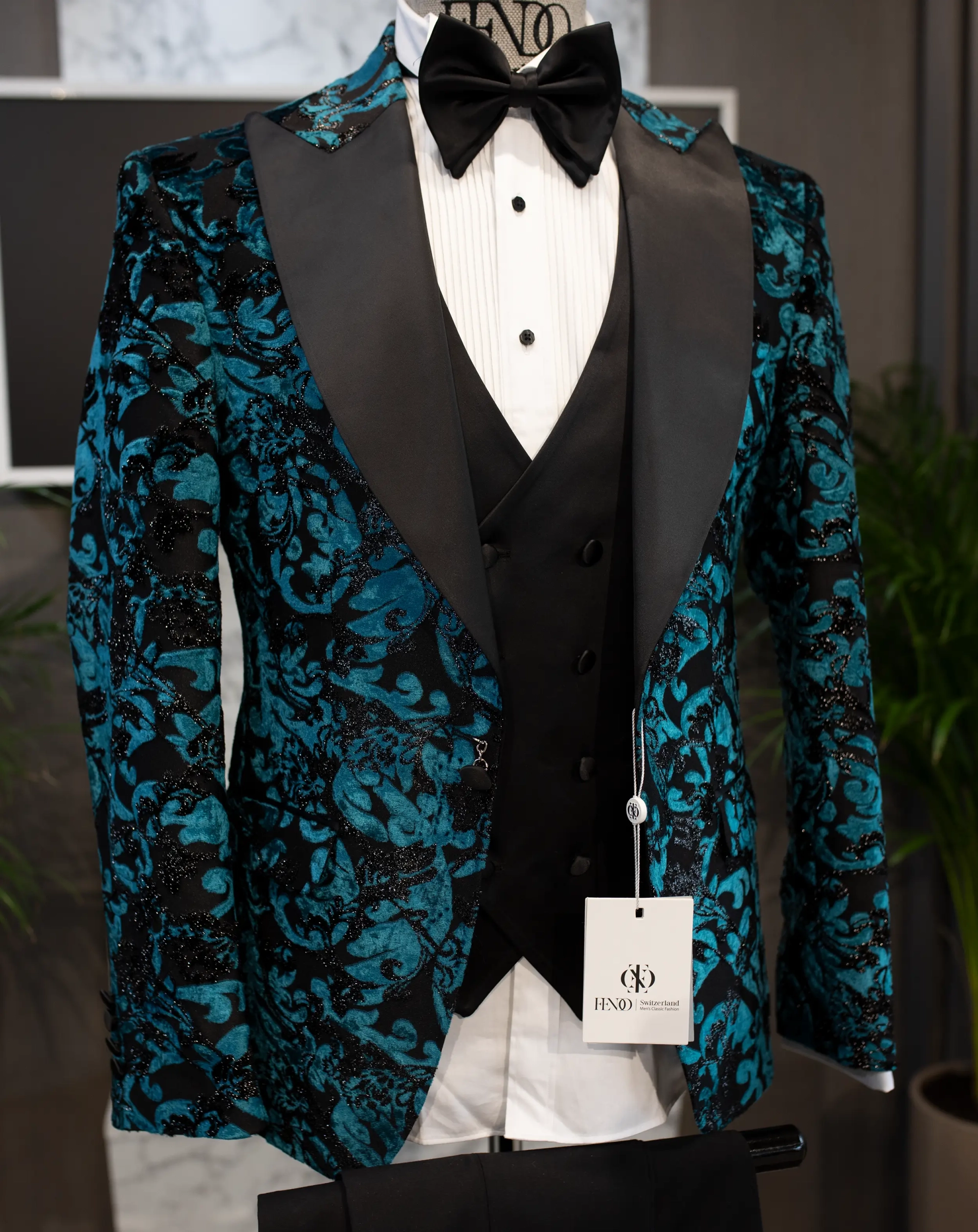 Teruel turquoise blue tuxedo suit