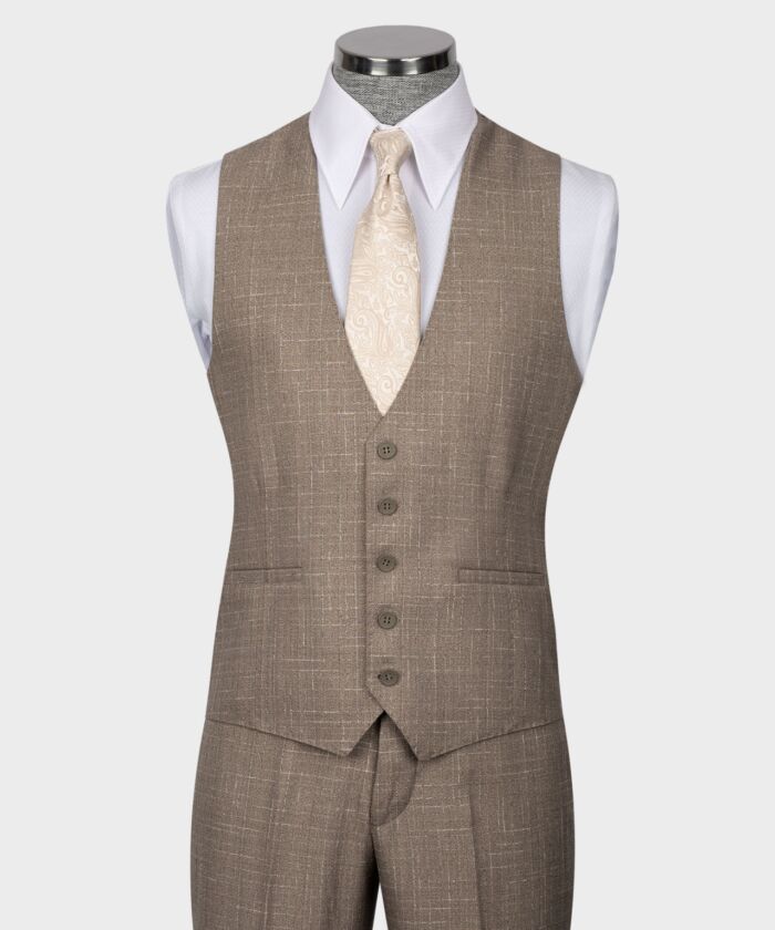 Light brown patterned, modern cut single-breasted suit