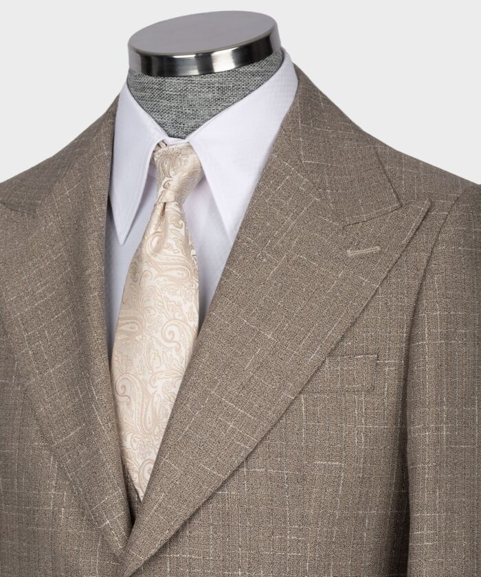 Light brown patterned, modern cut single-breasted suit