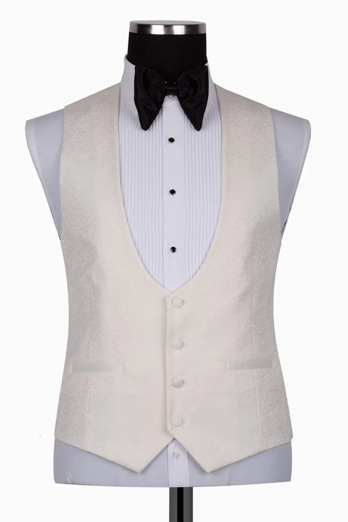 Cream Slim Fit Single Breasted Tuxedo Suit<br>