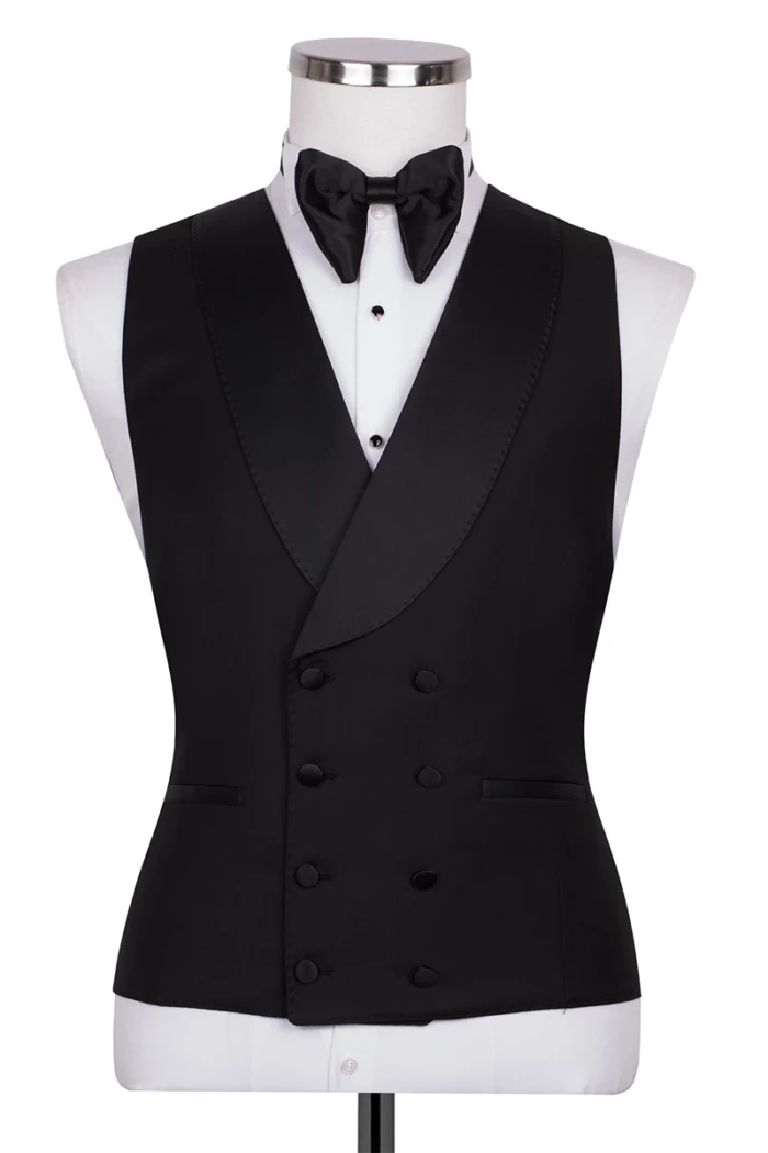 Black Slim Fit Double Breasted Tuxedo Suit<br>