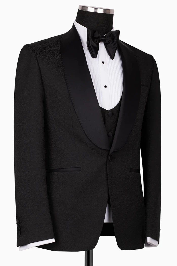 Black Slim Fit Single Breasted Tuxedo Suit<br>