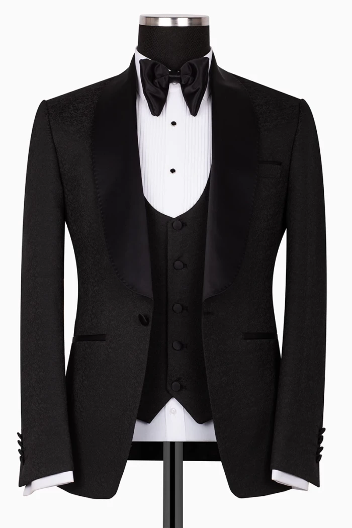 Black Slim Fit Single Breasted Tuxedo Suit<br>