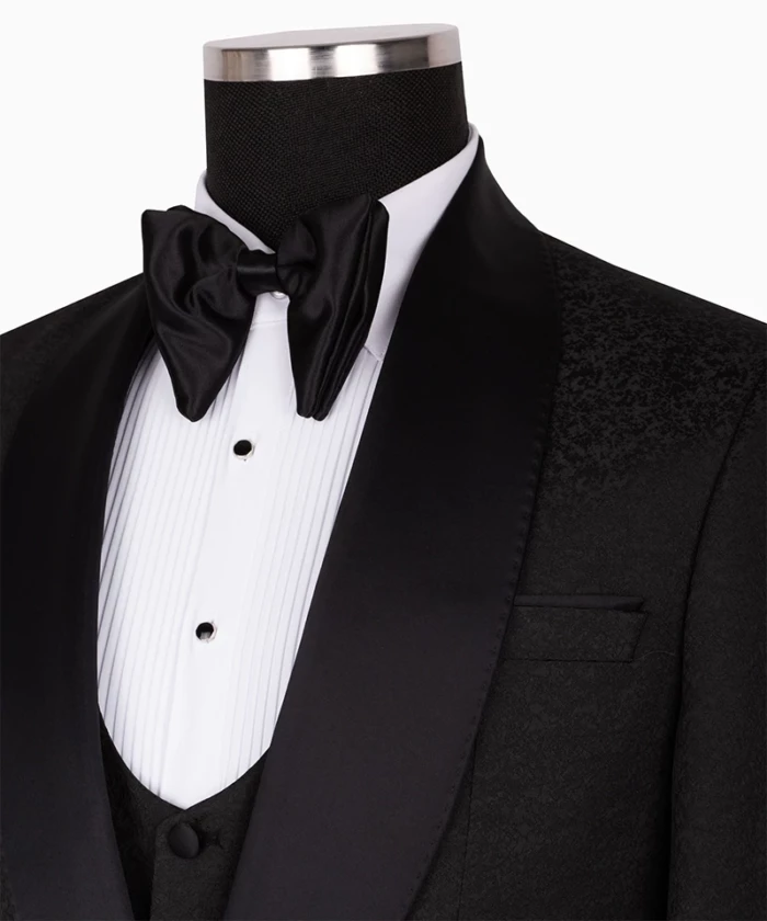 Black Slim Fit Single Breasted Tuxedo Suit<br>